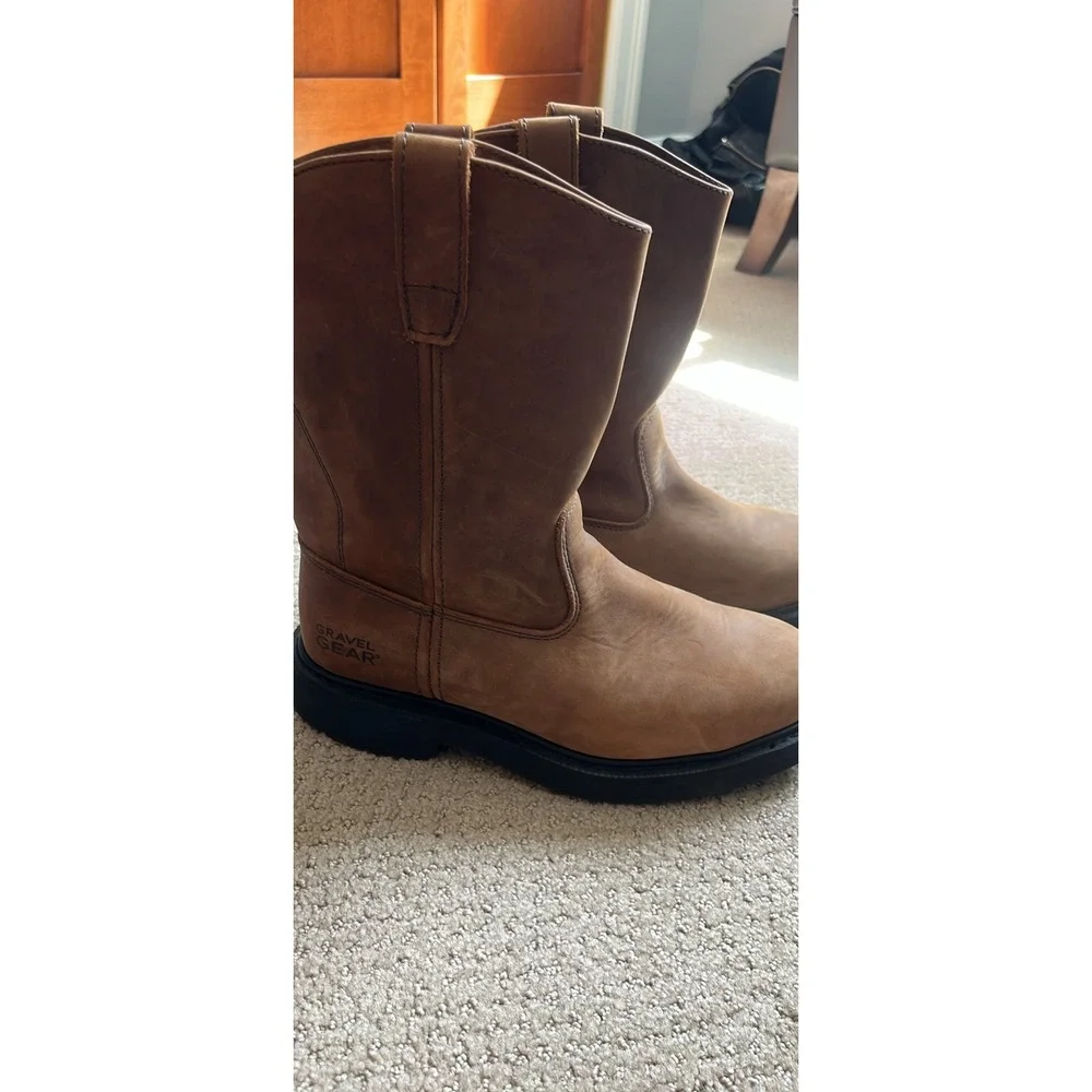 Gravel Gear Mens Wellington Work Boots Tan Leather / size 8